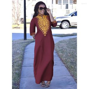 Vêtements ethniques 2023 Mode Abaya Robe Africaine Musulman Batik Tissu Ramadan Vêtements Solide Dubaï Caftan Modeste Robe Or Broderie Maxi