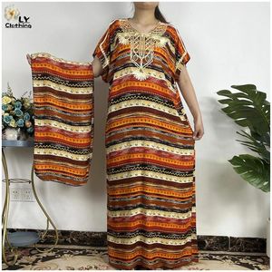 Vêtements ethniques 2023 Mode Femmes africaines Vêtements à manches courtes Abaya Robe en coton à paillettes Dashiki Robe décontractée Foulard Maxi Long