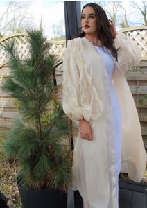 Vêtements ethniques 2023 mode ouvert Abaya Kimono pour les femmes soyeux ballon manches longue robe Cardigan musulman dubaï arabe été fête Ramadan