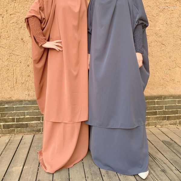Vêtements ethniques 2023 Mode Femmes Dubaï Turquie Manches longues Big Hem Solid Color Robe Foundation Package Robe féminine