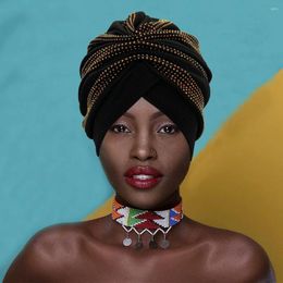 Vêtements ethniques 2023 Femme Wrap Head Bonnet Shinny Diamonds Turban Cap pour femmes Musulman Foulard Chapeau Turbante Mujer