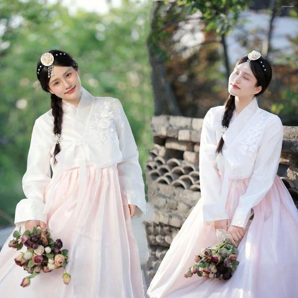 Vêtements ethniques 2023 Hanbok Style coréen Traditionnel Femme Haut de gamme Po Court Robe Performance Costume Fée Élégant Quotidien S689