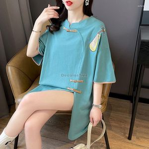 Etnische Kleding 2023 Verbeterde Chinese Qipao Blouse Elegante Losse Vrouwelijke Shirt Effen Kleur Traditionele Tangsuits Top3