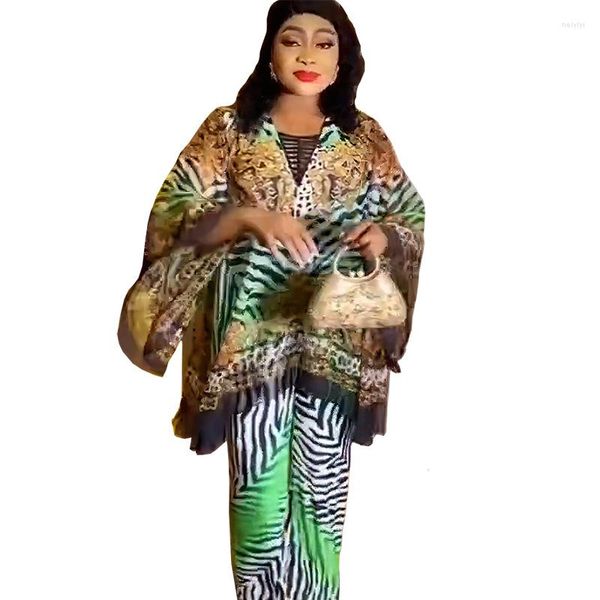 Ropa étnica 2023 en conjuntos Dashiki africanos a juego para mujeres, verano, estampado de talla grande, Top de 2 piezas y traje de pantalón, trajes casuales nigerianos