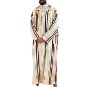 Vêtements ethniques 2023 Hommes islamiques Robe Kaftan Musulman Homme Marocain Casual Longue Robe Arabe Rayé Costume National du Moyen-Orient