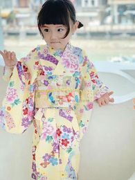 Vêtements ethniques 2023 Japonais Kimono Traditionnel Yukata Fleur Imprimer Enfants Costume Cosplay Vêtements Robe