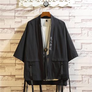 Vêtements ethniques 2023 Kimono japonais Mujer hommes pyjamas Yukata samouraï Streetwear hommes veste bracelet noir