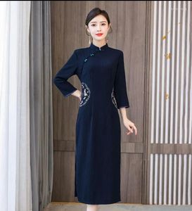 Vêtements ethniques 2023 dentelle Qipao traditionnel chinois robe femmes Satin Vintage Vestidos Cheongsam élégant