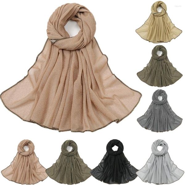 Vêtements Ethniques 2023 Lady Fashion Foulard Lurex Glitter Hijab Châles Et Wraps Tête Femme Foulard Echarpe Designer 180 70Cm