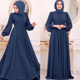 Etnische kleding 2023 Midden-Oosten moslim dames lange jurk vaste kleur groot formaat chiffon bezaaid a-line abaya's voor vrouwen islamitisch