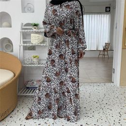 Vêtements ethniques 2023 mode musulmane imprimer décontracté Maxi robe ourlet dentelle dubaï turc Vestido De Festas Longo Casamento Abaya