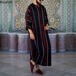 Etnische Kleding 2023 Moslim Mannen Abaya Arabische Islamitische Losse Shirt Gewaad Jubba Thobe Print Saudi Arabische Midden-oosten Mannelijke vestidos