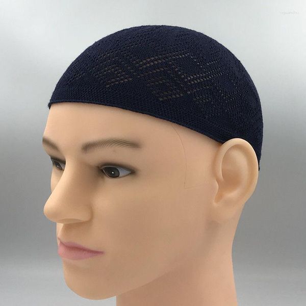 Vêtements ethniques 2023 Hommes musulmans Chapeau de prière tricoté Respirant Islam Keffiyeh Turc Kufi Cap Musulman Arabe Hommes Kippah Homme