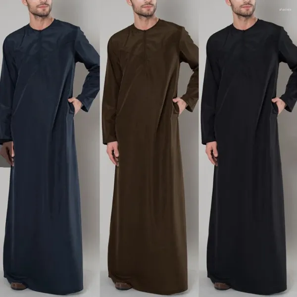 Vêtements ethniques 2023 Robes musulmanes Islamique Hommes Vêtements Arabe Kaftan Manches longues Fermeture à glissière Lâche Abaya Arabie Saoudite Dubaï Jubba Thobe Musulman