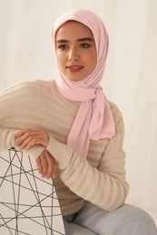 Vêtements ethniques 2023 Musulman Couleur Solide Luxe Bubble Mousseline de soie Hijab Femme Mince Voile Inde Dubaï Arabe Islam Turban Hijabs Écharpe Foulard