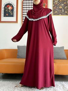 Vêtements ethniques 2023 musulman solide coton Abaya pour les femmes Ramadan prière vêtement Joint chapeau dubaï turquie moyen-orient Femme Robe Floral en vrac