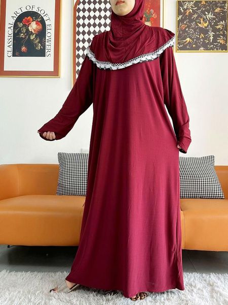 Abaya musulmana de algodón sólido para mujer