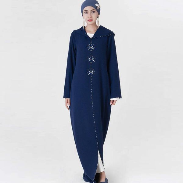 Ropa étnica 2023 Vestido de mujer musulmana Marruecos con gorra Coser a mano y perforar Falda larga Estilo exótico Elegante Abaya