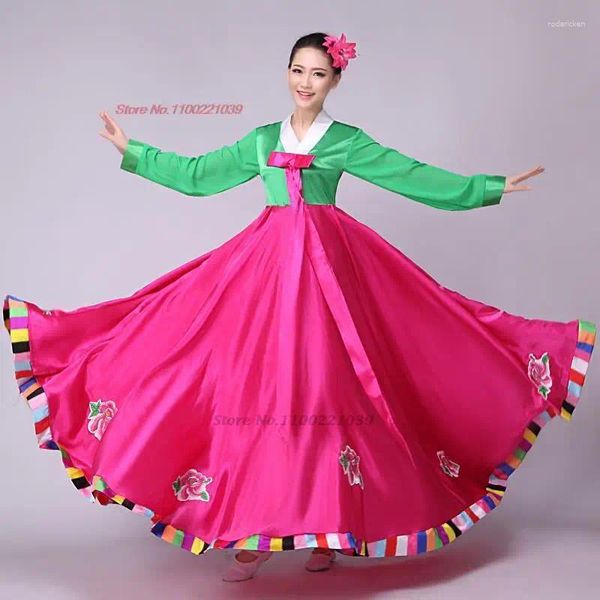 Vêtements ethniques 2023 National Dance Wear Classique Coréen Femme Élégant Costume Folk Vintage Stage Performance Robe Fleur Broderie Hanbok