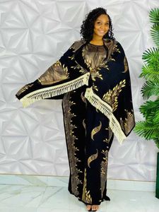Vêtements ethniques 2023 Nouvelle Abaya africaine avec grand écharf d'été Femmes courtes robes slve imprimées argent lâche boubou maxi islam coton vêtements t240510