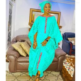 Etnische kleding 2023 Nigeriaanse originele Bazin Riche Dress Big Size African Robe Dashiki Women Wedding Bride Party -jurken met sjaal