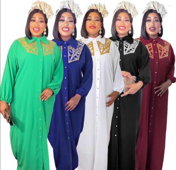 Vêtements ethniques 2023 grande taille en mousseline de soie africaine paillettes Robe pour femmes élégante dame soirée Robe de soirée été nigérian Abaya caftan Robe