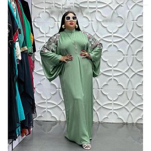 Vêtements ethniques 2023 grande taille vert robe africaine pour les femmes avec tête élégante dame mariage soirée robe de soirée Ramadan musulman caftan