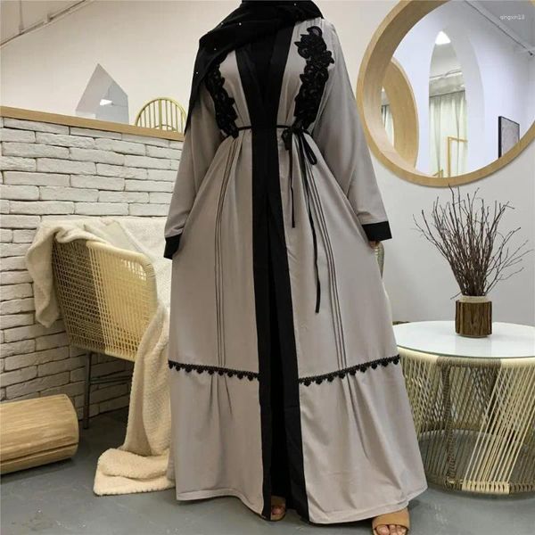Vêtements ethniques 2023 Simple élégant Turquie noir brodé Abaya Kaftan robes musulmanes femmes longue robe kimono robe Dubaï Moyen-Orient