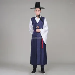 Vêtements ethniques 2023 Corée du Sud Hanbok Hommes Cour traditionnelle Officielle Ancienne Robe Chemise Minorité Coréenne Performance Costume S692