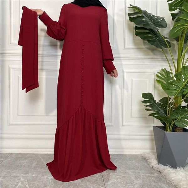 Vêtements ethniques 2023 Printemps Mode Femmes musulmanes Mousseline de soie Abaya Longue Robe Dubaï Turquie Arabe Kaftan Islam Robe Ceinture Parti Jalabiya