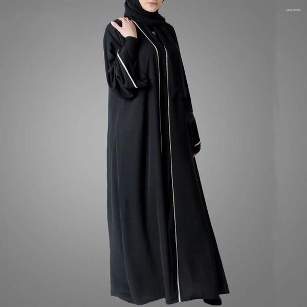 Ropa étnica 2023 Estilo Moda Musulmán Abaya Dubai Turquía Kaftan Islámico Ramadán Negro Cinturón Cardigan Robe