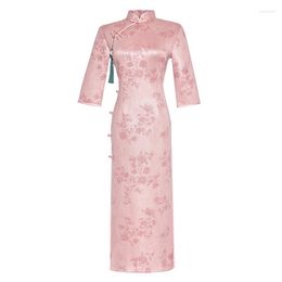 Etnische kleding 2023 Suède enkellaags lange zevenpuntsmouwen Dagelijks Cheongsam Verbeterde herfst- en winterjurk Chinese stijl China