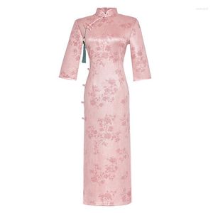 Etnische kleding 2023 Suède enkellaags lange zevenpuntsmouwen Dagelijks Cheongsam Verbeterde herfst- en winterjurk Chinese stijl China