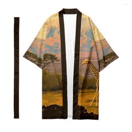 Etnische kleding 2023 Zomer volwassen print shirt mode yukata kimono top oversized unisex korte mouw hawaii blouse losse haori Cardigan