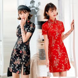 Vêtements ethniques 2023 été quotidien Tang costume Cheongsam robe améliorée mode rétro court femmes chinois Sexy Qipao