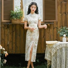 Ropa étnica 2023 verano mejorado Cheongsam vestido tradicional chino bordado Retro Oriental fiesta Floral Qipao noche para mujeres