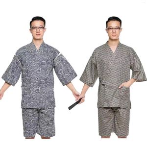 Vêtements ethniques 2023 été japonais traditionnel samouraï Kimono pour homme rétro Yukata à manches courtes Robe de bain Hekoobi Sauna Wear Homewear