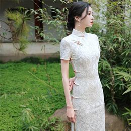 Vêtements ethniques 2023 été dentelle mince à manches courtes Qipao Vintage jeunes filles moderne Cheongsam chinois style traditionnel robe de soirée pour