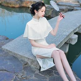 Etnische kleding 2023 Zomer Midi Verbeterde Cheongsam Moderne elegante A-lijn jurk Banket Qipao Chinese traditionele stijl Avond voor dames