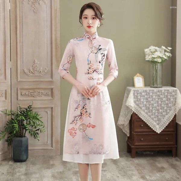 Vêtements ethniques 2023 Été Vietnam Qipao Ao Dai Robe traditionnelle Yai