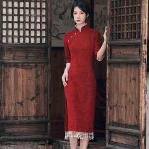 Etnische kleding 2023 Traditioneel Chinees voor vrouwen Vintage Jaar Kleding Elegante Pearl Decoratie Bruidsjurk Feestavondjurken