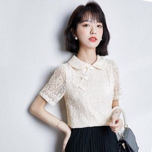 Ropa étnica 2023 Camisa de encaje tradicional chino para mujeres Qipao Collar Blusa elegante Vintage Cheongsam Oriental