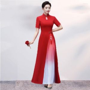 Etnische Kleding 2023 Vietnam Ao Dai Qipao Traditionele Chinese Retro Cheongsam Jurk Vrouwen Elegante Partij Gradiënt Vintage