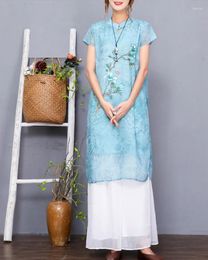 Abbigliamento etnico 2023 Vietnam Abito Aodai per le donne Set casual tradizionale Abito lungo con stampa floreale e abito di pantaloni Set stile cinese femminile