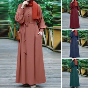 Vêtements ethniques 2023 Hiver Automne Musulman Hijab Robe Marocaine Kaftan Robe Abayas Pour Femmes Dentelle Robes Longues Casual Grande Taille 4XL 5XL