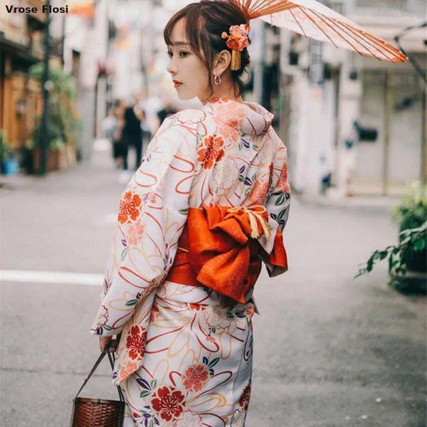 Ropa étnica 2023 mujer elegante yukata japón tradicional vestido kimono estampado floral haori uniforme vintage escenario