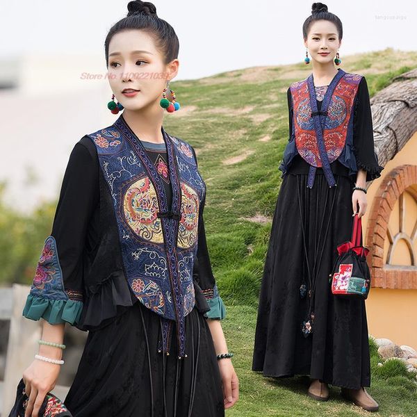 Vêtements ethniques 2023 Femme vintage hanfu tops chinois veste traditionnelle broderie orientale tang costume chemisier