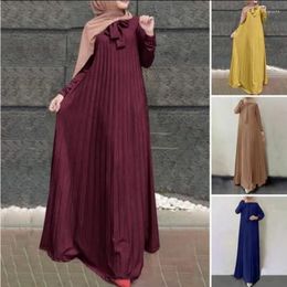 Etniska kläder 2023 Kvinnor Muslimsk Robe Jilbab Abaya Ramadan Enfärgad Mjuk Lös veck Damklänning Mellanöstern Abayas