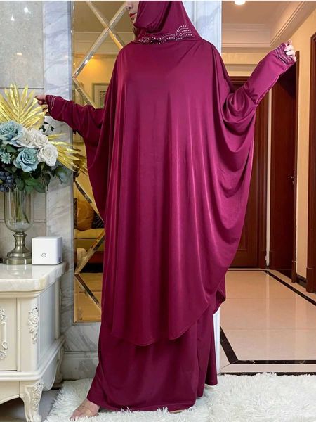 Vêtements ethniques 2023abaya Femmes musulmanes Hijab Set Islamic Top Jirt Set Arabie saoudite Kimono Égypte Maldives Ramadan Priant Robetwo Piece Set T240510