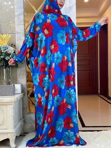 Ropa étnica 2023eid Abaya Musulmana Mujeres Con capucha Turquía-Africana Oración Garming Kaftan con estampados florales hijab dubai saudi tour ramadan t240510